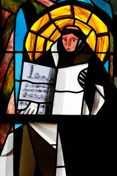 Szent Teréz Templom Foltos Üvegablak Thomas Aquinas Thomas Aquin Jacek — Stock Fotó