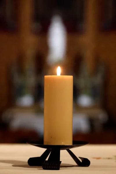 Basílica Nossa Senhora Genebra Vela Igreja Altar Pronta Para Celebração — Fotografia de Stock