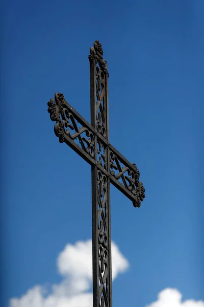 Keresztény Kereszt Katolikus Templom Szimbólum Franciaország — Stock Fotó