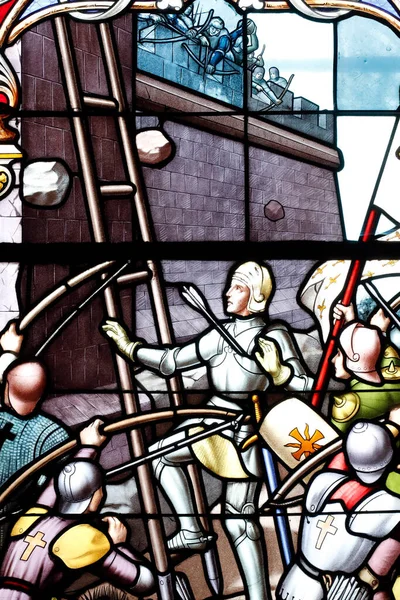 Igreja São Tomás Cantorbery Vidro Manchado Joana Arc Campanhas Militância — Fotografia de Stock