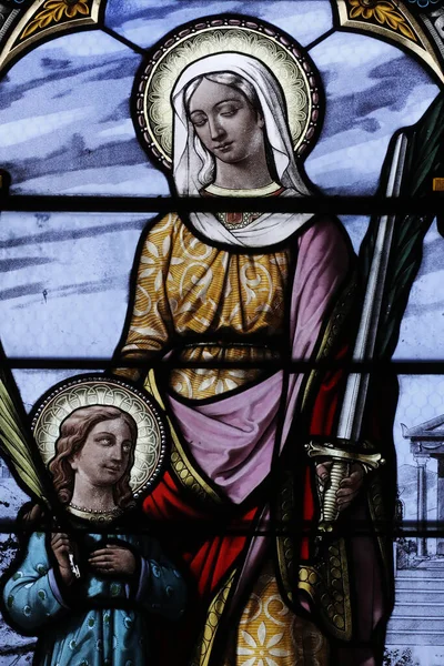 聖シラーと聖ジュリット教会 ステンドグラスの窓 ビューフォート フランス — ストック写真