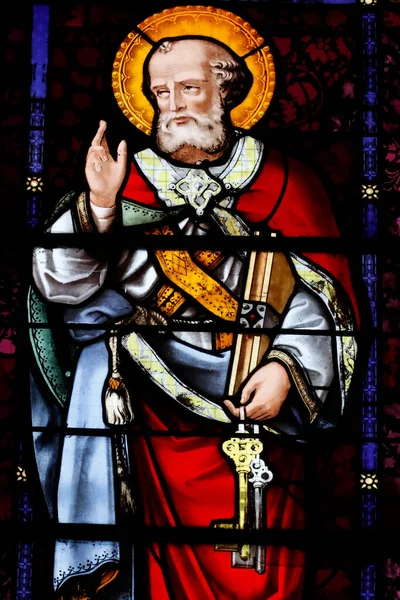 Der Apostel Petrus Cordeliers Kirche Bleiglasfenster Lons Saunier Frankreich — Stockfoto