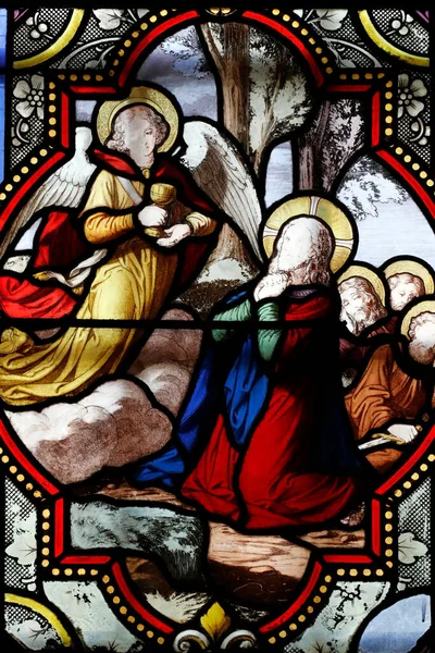 Cordeliers Kyrka Fönster Målat Glas Jesus Bad Getsemanes Lustgård Efter — Stockfoto