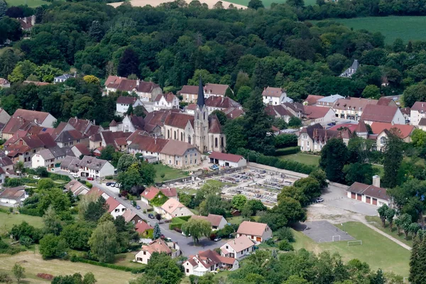 Dorp Kerk Van Voiteur Met Jura Frankrijk — Stockfoto