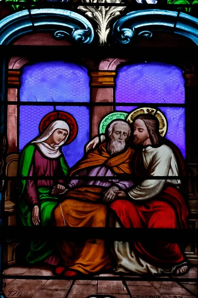 Stained Glass Window Death Saint Joseph — Stock Photo, Image