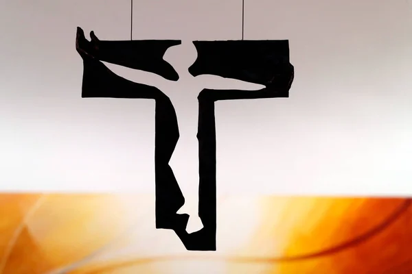 Kościół Świętej Rodzaju Metalowa Rzeźba Jezusa Krzyżu Annecy Francja — Zdjęcie stockowe