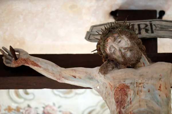 Notre Dame Assomption Cordon Kirche Kreuzigung Jesus Kreuz Frankreich Frankreich — Stockfoto