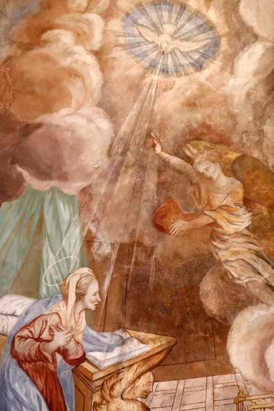 Kostel Notre Dame Assomption Cordon Fresco Zvěstování Oznámením Anděla Gabriela — Stock fotografie