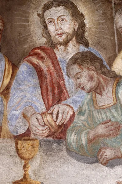 Kostel Notre Dame Assomption Cordon Fresco Poslední Večeře Poslední Jídlo — Stock fotografie