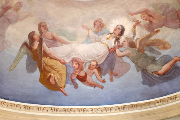 Rumilly Kirkko Seinämaalaus Sisilian Pyhä Agatha Ranska — kuvapankkivalokuva