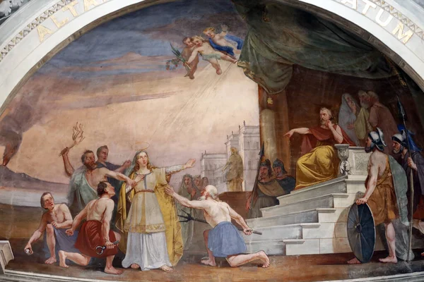 Igreja Rumilly Pintura Parede Santa Ágata Sicília França — Fotografia de Stock