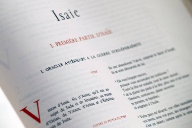 Aziz İncili. Eski Ahit 'ten. Kehanet kitabı. Yeşaya. Fransa. 