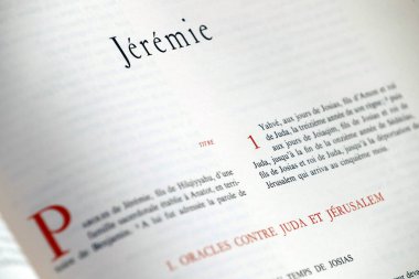 Fransızcada kutsal İncil. Eski ahit. Kehanet kitabı. Jeremiah. Fransa. 