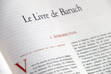 Fransızcada kutsal İncil. Eski ahit. Kehanet kitabı. Baruch. Fransa. 