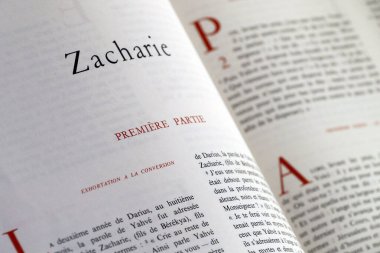 Fransızcada kutsal İncil. Eski ahit. Kehanet kitabı. Zekeriya. Fransa. 