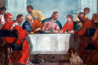Gallerie dell'Accademia. Levi Hanesi 'ndeki ziyafet. Tuval, 1573. Paolo Veronese. İtalya. 