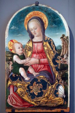 Gallerie dell'Accademia. Bakire ve Çocuk. Resim yapmak. İtalya. 