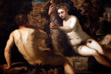 Gallerie dell'Accademia. Cennet Bahçesi. Adem ve Havva. Tintoretto. Yağlı boya. 150-1553. İtalya. 