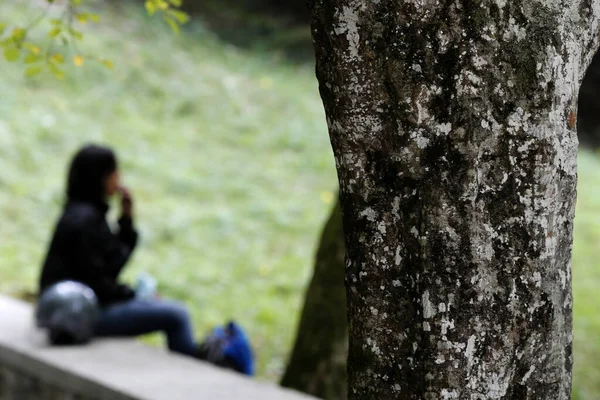 Молодая Женщина Молится Одиночестве Природе Франция — стоковое фото