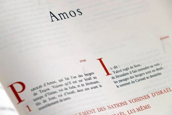 Svatá Bible Francouzštině Starý Zákon Prorocká Kniha Amosi Francie — Stock fotografie