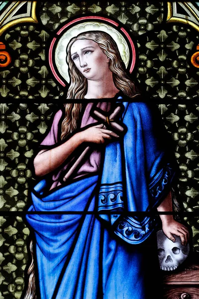 Foltos Üvegablak Magdalai Mária Franciaország — Stock Fotó