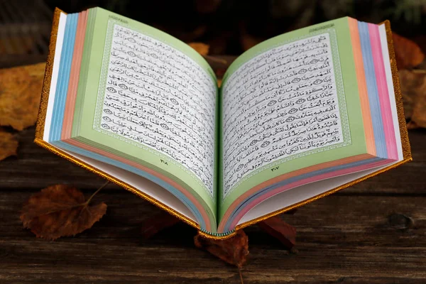 Ein Offener Heiliger Koran Auf Holzständern Frankreich — Stockfoto