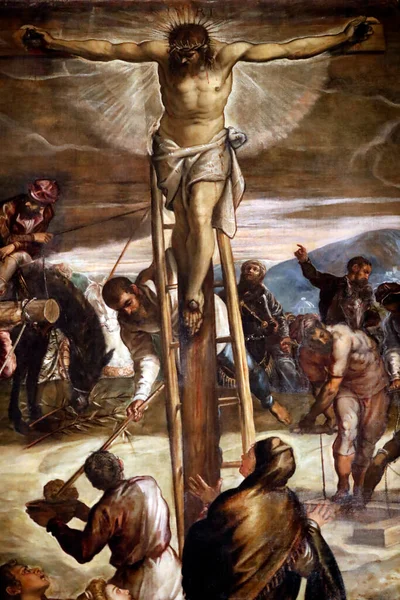 Basilica Saint Mark Passion Christ Crucixion Jesus Cross Painting Italy — Stock Photo, Image