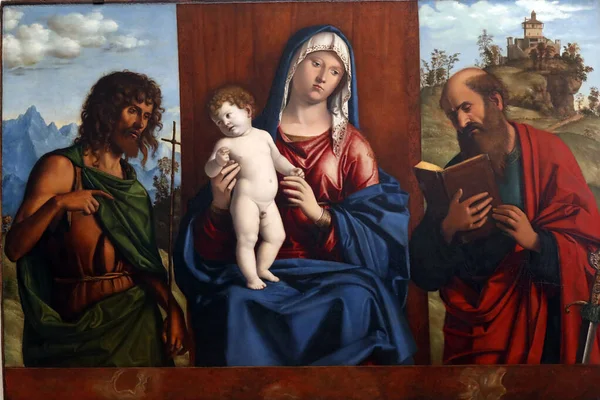Gallerie Dell Accademia Madonna Child Saint Paul Saint George Giambattista — стокове фото