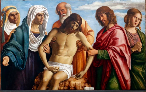 Gallerie Dell Accept Мёртвый Христос Поддерживается Девой Марией Никодимом Святым — стоковое фото