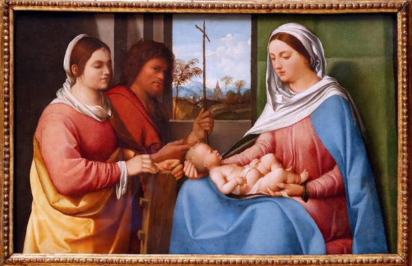 Gallerie Dell Accademia Богородиця Дитина Святими Катериною Александрійською Іоанном Хрестителем — стокове фото