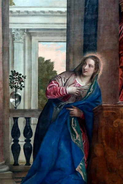 Galerie Dell Accademia Zwiastowanie Dziewicy Paolo Veronese Płótna Szczegóły Xvi — Zdjęcie stockowe