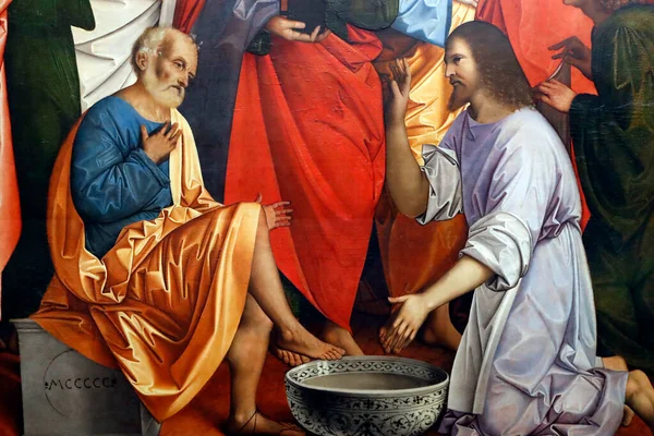 Gallerie Dell Accademia Христос Миє Ноги Апостолів Джованні Агостіно Лоді — стокове фото
