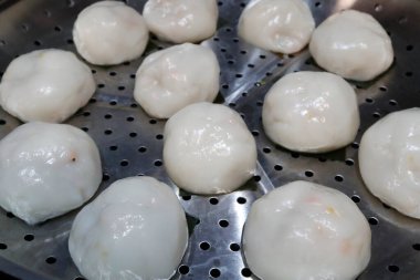 Vietnam mutfağı. Dumpling dim sum buğulanmış. Banh It Tran: küçük çıplak pasta. Fransa. 