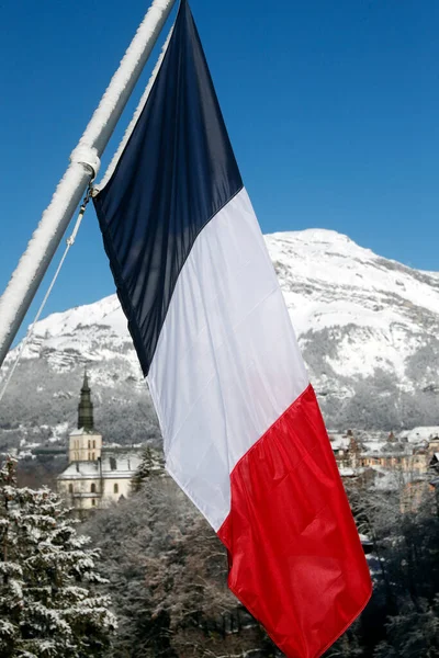 冬にはフランスアルプス ジェルヴェ モンブラン村 有名なスキー場 サンジェルマン人 フランス — ストック写真