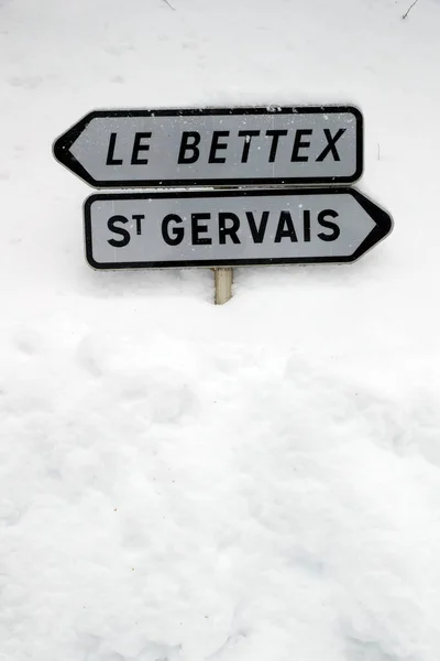 stock image French Alps in winter. Saint Gervais Mont-Blanc village. Famous ski station.  Saint-Gervais. France. 