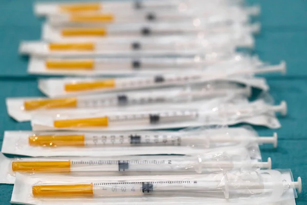 Covid Vaccination Center Syringes Corona Serum Moderna Covid Vaccine Saint — Stock Photo, Image