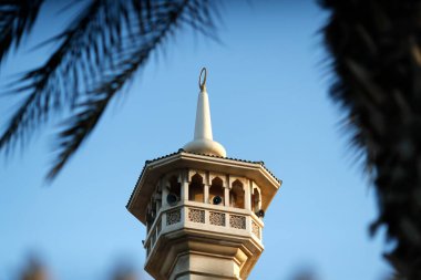 Al Farooq camii. Minare. Dubai 'de. Birleşik Arap Emirlikleri