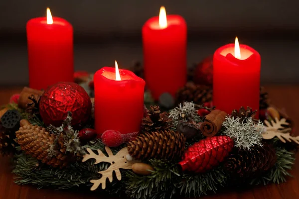 Advent Wreath Red Candles Geneva Switzerland — Stock Photo, Image
