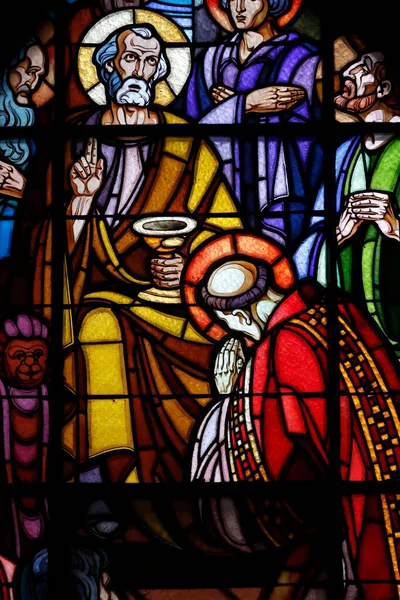 Kostel Etienna Štěpána Skleněné Okno Svatý Štěpán Zasvěcený Diákon Annecy — Stock fotografie