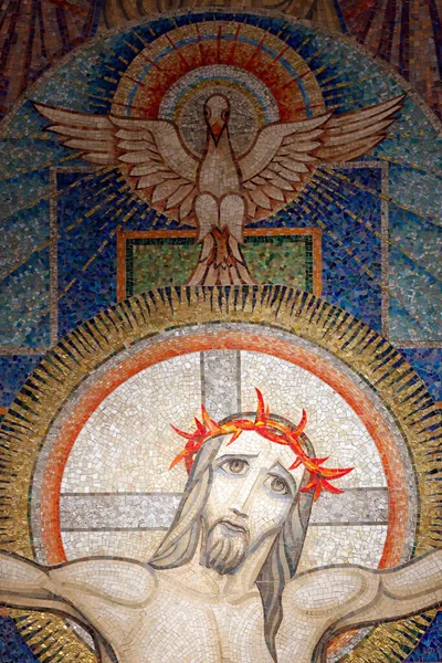 Besøkets Basilika Kristi Lidenskap Korsfestelsen Jesus Korset Mosaikere Antoine Molkenboer – stockfoto