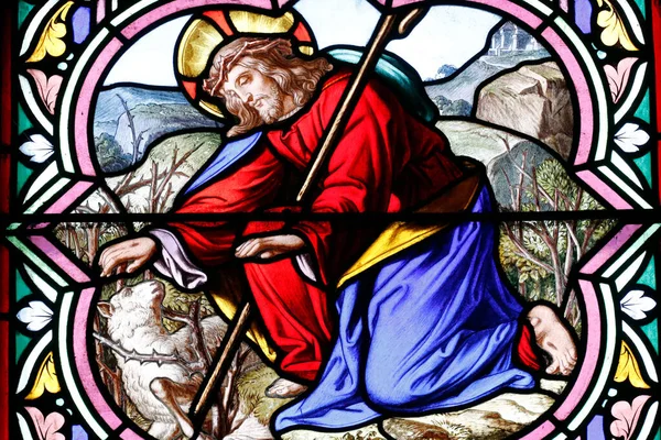 Saint Alban Church Stained Glass Window Jesus Praying Garden Gethsemane — Stock Photo, Image