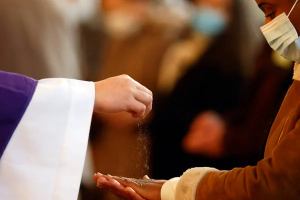 stock image Saint Louis de Novel church.  Catholic mass. Ash wednesday celebration : the first day of Lent.  Annecy.  France. 