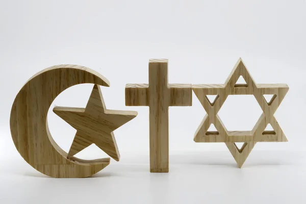 Christentum Islam Judentum Monotheistische Religionen Jüdischer Stern Kreuz Und Halbmond — Stockfoto