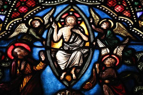 Bazylika Notre Dame Assomption Witraże Jezu Chryste Ładnie Francja — Zdjęcie stockowe