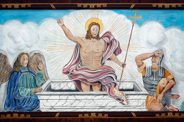 Resurrección Cristo Pintura Iglesia Barroca Saint Gervais Francia — Foto de Stock
