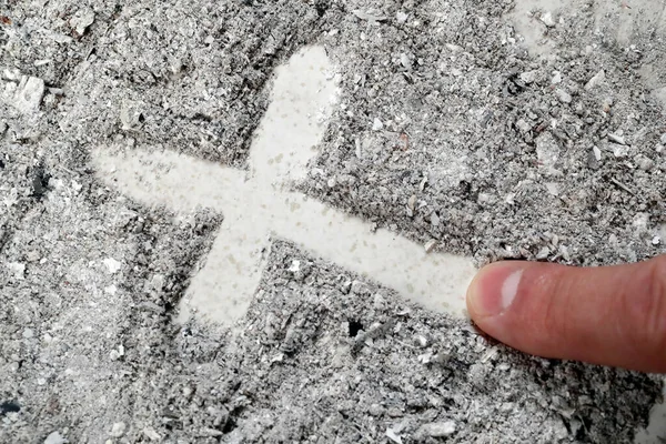 Cross Made Ashes Ash Wednesday Lent Season — Stock Photo, Image
