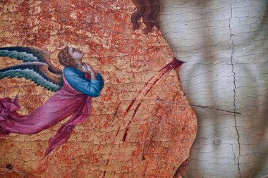Thyssen-Bornemisza Müzesi. Bakire, Aziz John ve Meleklerin çarmıha gerilmesi. Ugolino di Nerio. 14. yüzyıl. Madrid mi? İspanya.  