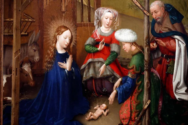 Thyssen Bornemisza Múzeum Betlehem Jacques Daret 1435 Ben Madridban Spanyolország — Stock Fotó