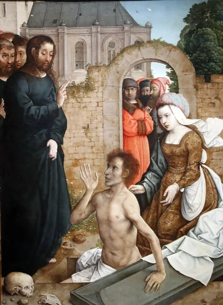 Museu Prado Ressurreição Lázaro Juan Flandes 1514 1519 Madrid Espanha — Fotografia de Stock