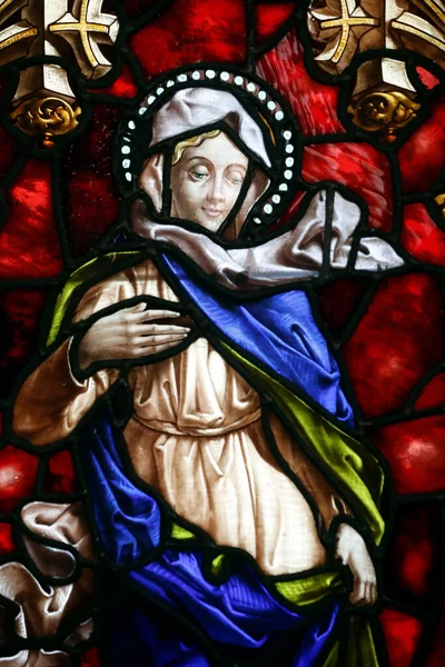聖ジェローム教会 聖ジェロニモ教会 ロイヤル ステンドグラスの窓 聖母マリア マドリード スペイン — ストック写真